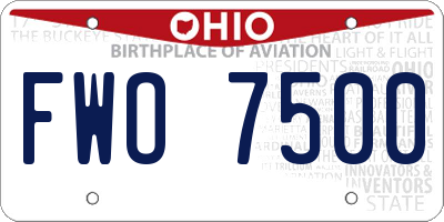 OH license plate FWO7500