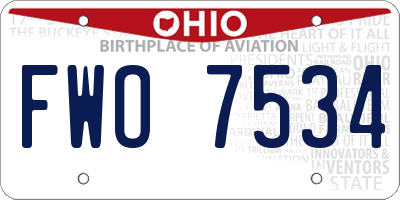 OH license plate FWO7534