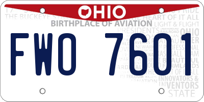 OH license plate FWO7601