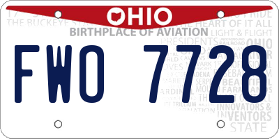 OH license plate FWO7728