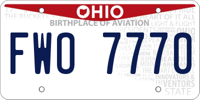 OH license plate FWO7770
