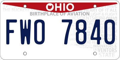 OH license plate FWO7840