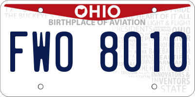 OH license plate FWO8010