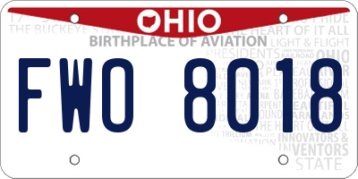 OH license plate FWO8018