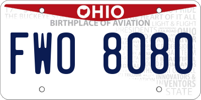 OH license plate FWO8080