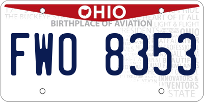 OH license plate FWO8353