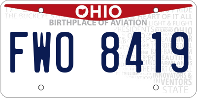 OH license plate FWO8419