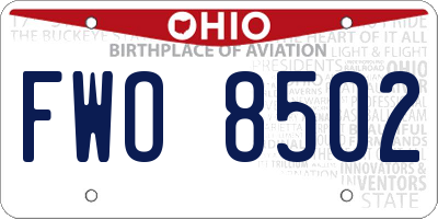 OH license plate FWO8502