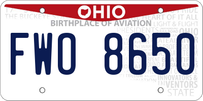 OH license plate FWO8650