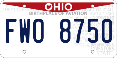 OH license plate FWO8750
