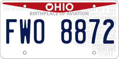 OH license plate FWO8872