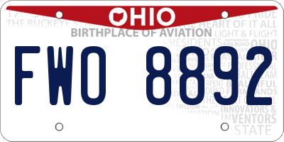OH license plate FWO8892