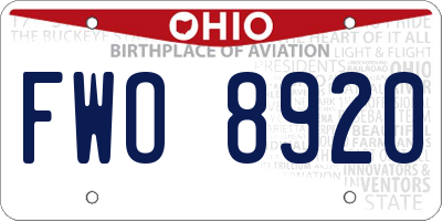 OH license plate FWO8920
