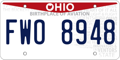 OH license plate FWO8948