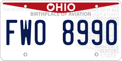 OH license plate FWO8990