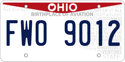 OH license plate FWO9012