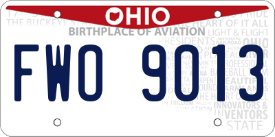 OH license plate FWO9013
