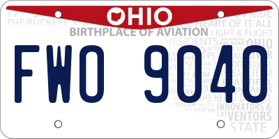 OH license plate FWO9040