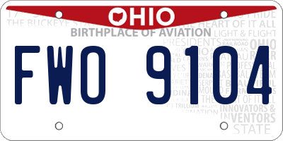 OH license plate FWO9104