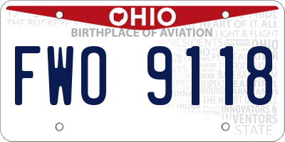 OH license plate FWO9118