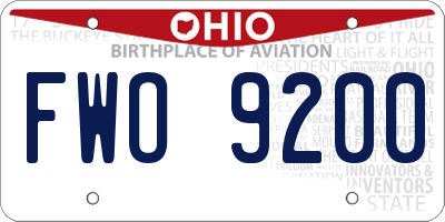 OH license plate FWO9200