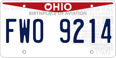 OH license plate FWO9214