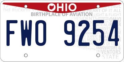 OH license plate FWO9254