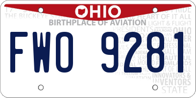 OH license plate FWO9281
