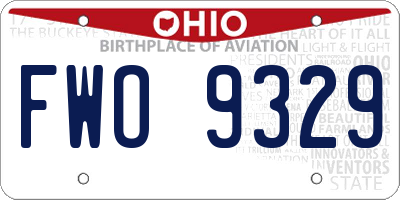 OH license plate FWO9329