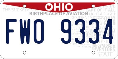 OH license plate FWO9334