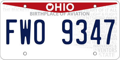OH license plate FWO9347