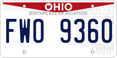 OH license plate FWO9360