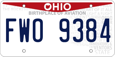 OH license plate FWO9384