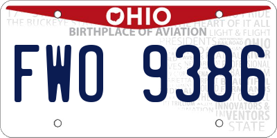 OH license plate FWO9386