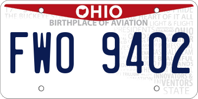 OH license plate FWO9402