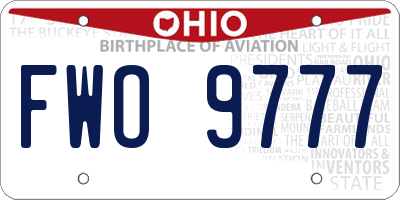 OH license plate FWO9777