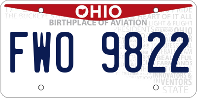 OH license plate FWO9822