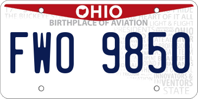 OH license plate FWO9850