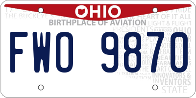 OH license plate FWO9870