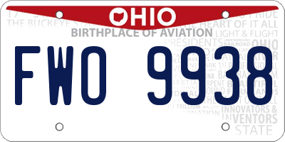 OH license plate FWO9938