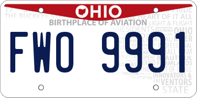 OH license plate FWO9991