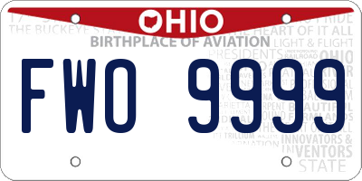 OH license plate FWO9999