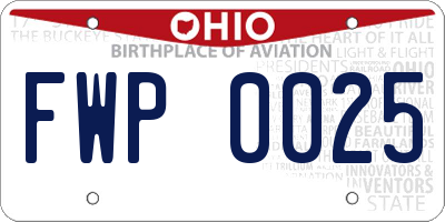 OH license plate FWP0025
