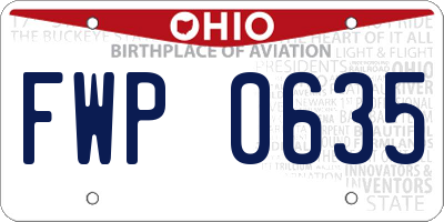 OH license plate FWP0635