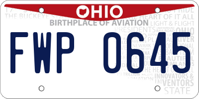 OH license plate FWP0645