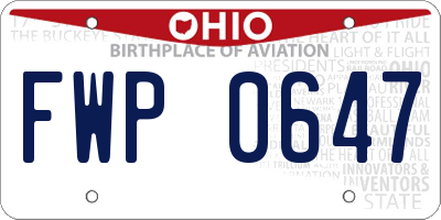 OH license plate FWP0647