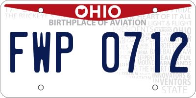 OH license plate FWP0712