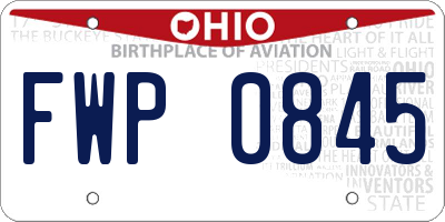 OH license plate FWP0845