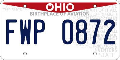 OH license plate FWP0872