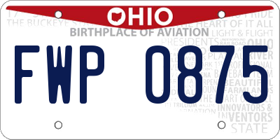 OH license plate FWP0875